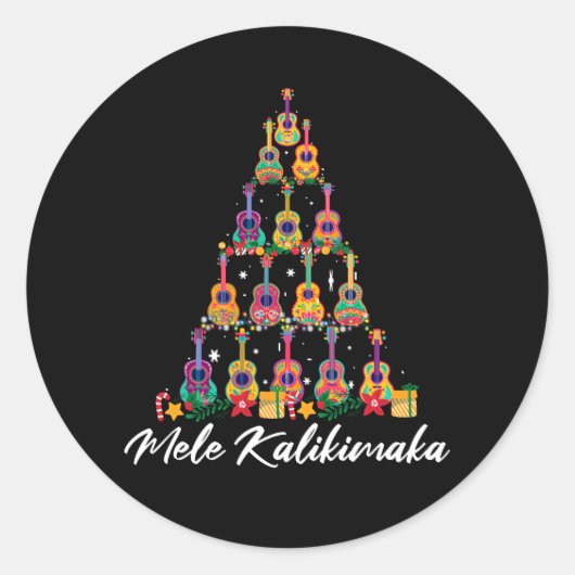 Ukulele Hawaiian Mele Kalikimaka Ukulele Guitar Ch Ronde Sticker (Voorkant)