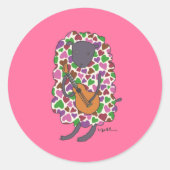 Ukulele, heart, sheep ronde sticker (Voorkant)