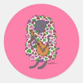 Ukulele, heart, sheep ronde sticker