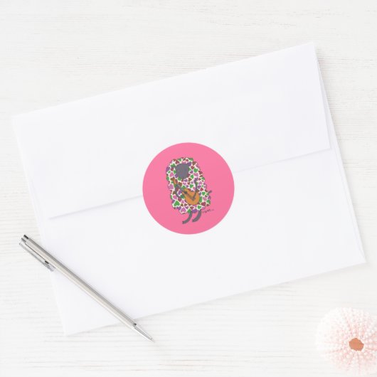 Ukulele, heart, sheep ronde sticker (Envelop)