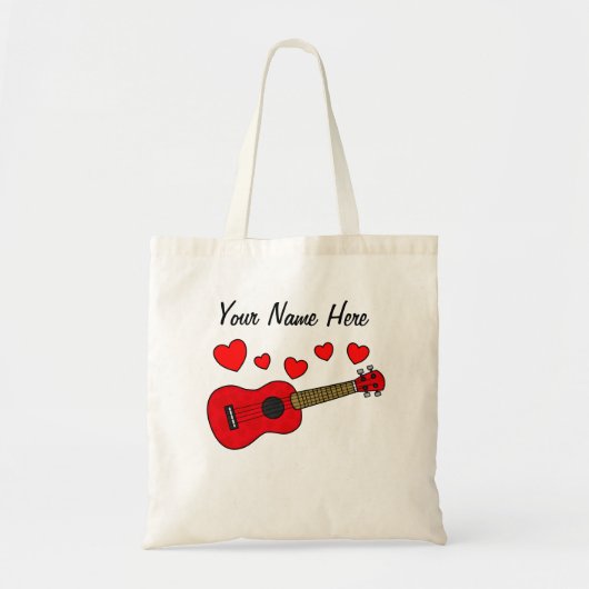 Ukulele Hearts Uke Player Musician Custom Tote Bag (Voorkant)