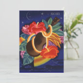 Ukulele Hibiscus Aloha Hawaiian Luau Uitnodigingen (Staand voorkant)