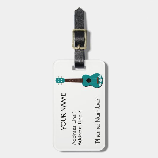 Ukulele Hibiscus Bagagelabel (Voorkant verticaal)