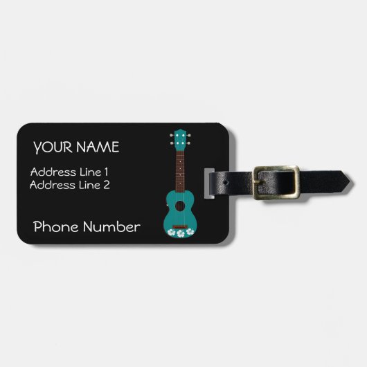 Ukulele Hibiscus Bagagelabel (Voorkant horizontaal)
