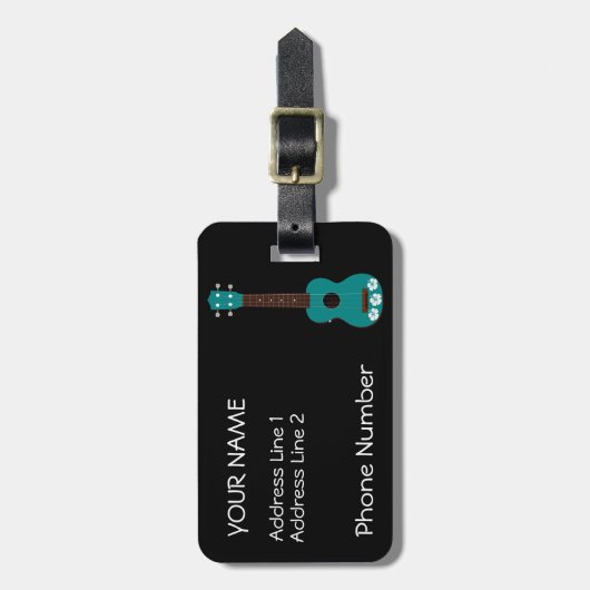 Ukulele Hibiscus Bagagelabel (Voorkant verticaal)