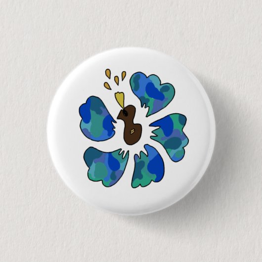 Ukulele hibiscus ronde button 3,2 cm (Voorkant)