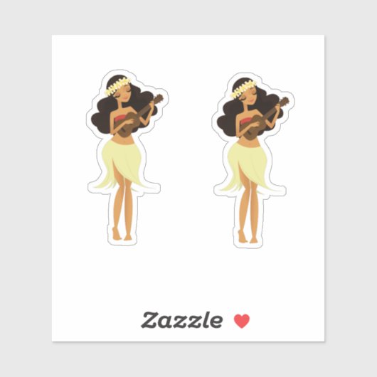Ukulele Hula Meisje Sticker (Vel)