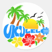 Ukulele Island Logo Ronde Sticker (Voorkant)