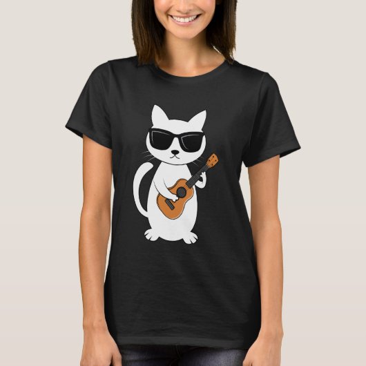 Ukulele Kat Ukulelist Snaarinstrument T-shirt (Voorkant)