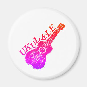 Ukulele kleurrijke tekst en Afbeelding Magneet