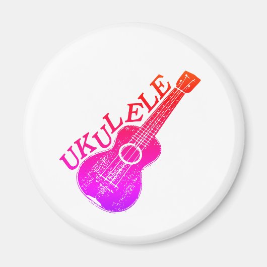Ukulele kleurrijke tekst en Afbeelding Magneet (Voorkant)