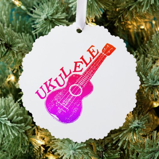 Ukulele kleurrijke tekst en Afbeelding Ornament Kaart (Insitu (Drie))