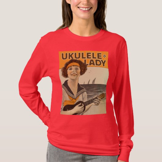 Ukulele Lady #2 Dames met een donkere lange mouw T T-shirt (Voorkant)