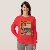 Ukulele Lady #2 Dames met een donkere lange mouw T T-shirt (Voorkant volledig)