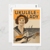 Ukulele Lady #2 Postcard Briefkaart (Voorkant / Achterkant)
