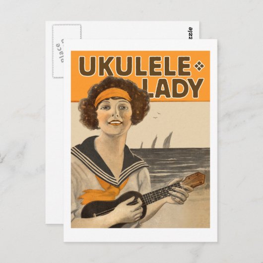 Ukulele Lady #2 Postcard Briefkaart (Voorkant / Achterkant)