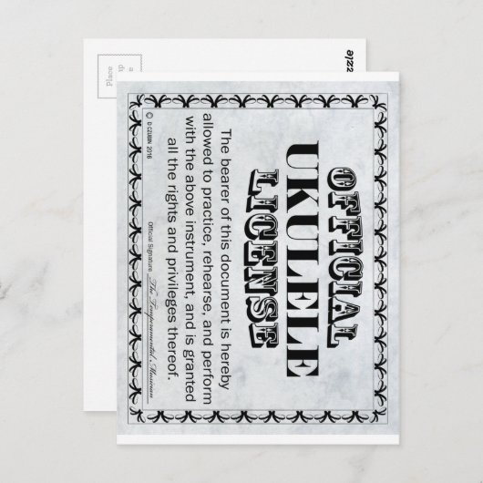 Ukulele Licentie Briefkaart (Voorkant / Achterkant)