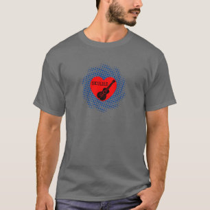 Ukulele Love Blue Dot Pattern T-Shirt