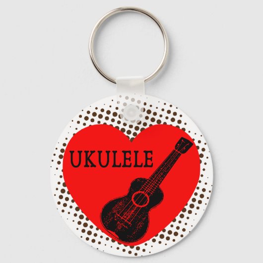 Ukulele Love Dot Pattern Sleutelhanger (Voorkant)