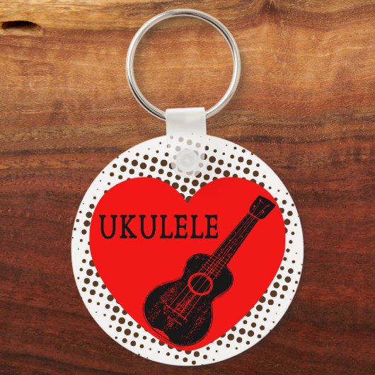 Ukulele Love Dot Pattern Sleutelhanger (Voorkant)