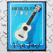 Ukulele Love Shades of Blue met Name