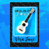 Ukulele Love Shades of Blue met Name Magneet