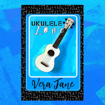 Ukulele Love Shades of Blue met Name