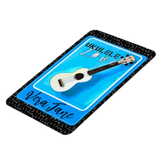 Ukulele Love Shades of Blue met Name Magneet (Linkerzijde)