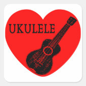 Ukulele Love Vierkante Sticker (Voorkant)