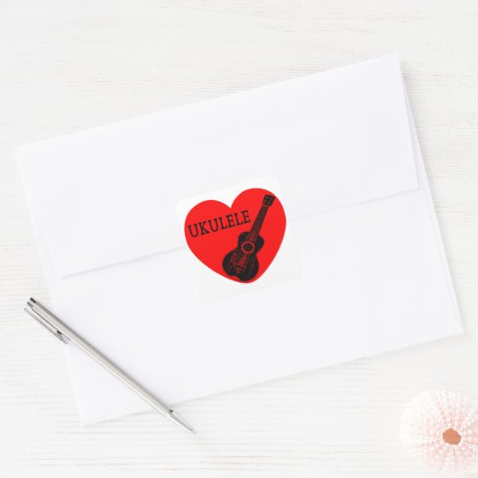 Ukulele Love Vierkante Sticker (Envelop)