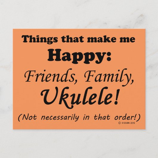 Ukulele maakt me gelukkig briefkaart (Voorkant)