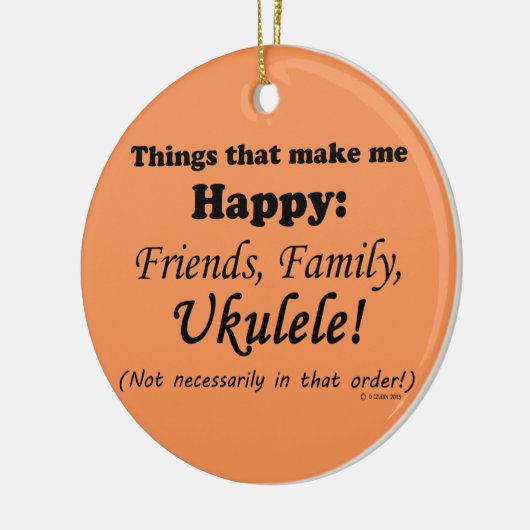 Ukulele maakt me gelukkig keramisch ornament (Links)