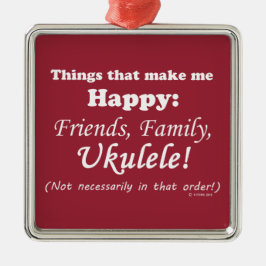 Ukulele maakt me gelukkig metalen ornament
