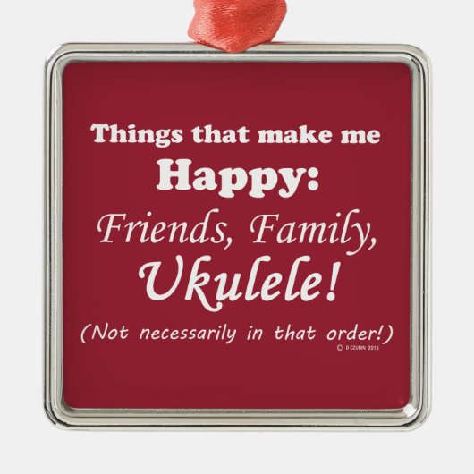 Ukulele maakt me gelukkig metalen ornament (Voorkant)