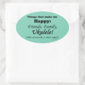Ukulele maakt me gelukkig ovale sticker (Tas)