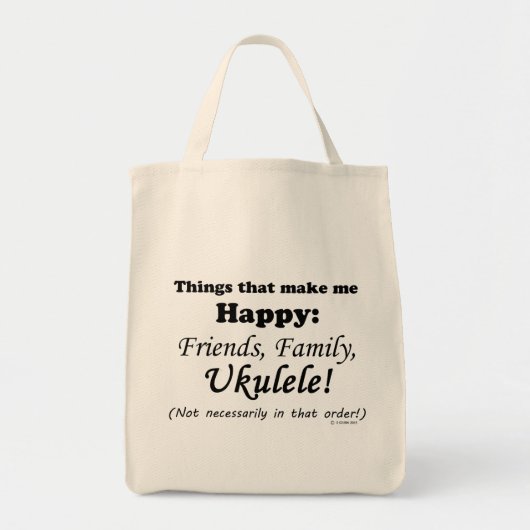 Ukulele maakt me gelukkig tote bag (Voorkant)