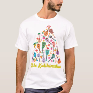 Ukulele Mele Kalikimaka Kerstboom T-shirt