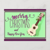Ukulele Merry Kerstmis en Happy Nieuwjaar Briefkaart (Voorkant)