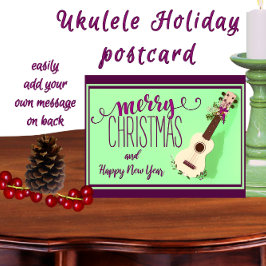 Ukulele Merry Kerstmis en Happy Nieuwjaar Briefkaart