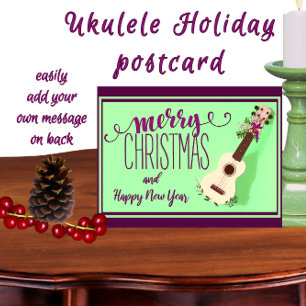 Ukulele Merry Kerstmis en Happy Nieuwjaar Briefkaart