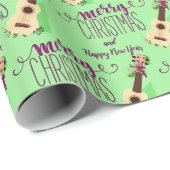 Ukulele Merry Kerstmis en Happy Nieuwjaar Cadeaupapier (Rol Hoek)