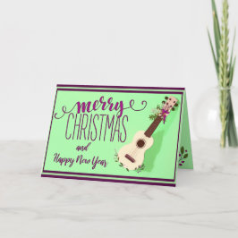 Ukulele Merry Kerstmis en Happy Nieuwjaar Kaart