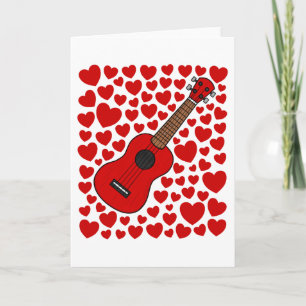 Ukulele met harten Valentijnsdag jubileumkaart Feestdagen Kaart