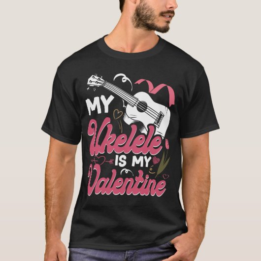 Ukulele Mijn ukulele is mijn Valentijn Valentijnsd T-shirt (Voorkant)