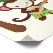 Ukulele Monkey - gepersonaliseerde Kinder wandkuns Poster (Hoek)