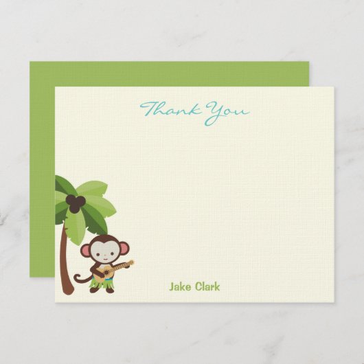 Ukulele Monkey Hartelijk dank Notitiekaartje (Voorkant / Achterkant)