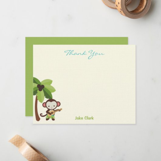 Ukulele Monkey Hartelijk dank Notitiekaartje (Voorkant / Achterkant in situ)