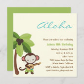 Ukulele Monkey Luau Party Invitation Kaart (Voorkant / Achterkant)
