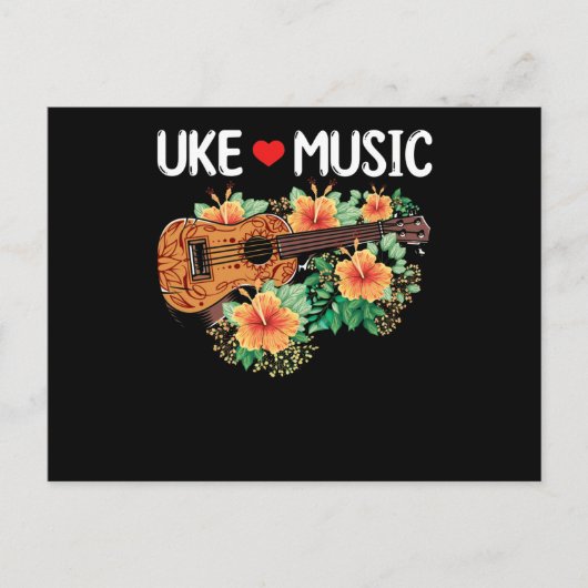 Ukulele Music Love Guitar Flowers Hawaii Briefkaart (Voorkant)