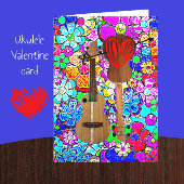 Ukulele Music Mod Flowers Happy Valentine's Day Kaart